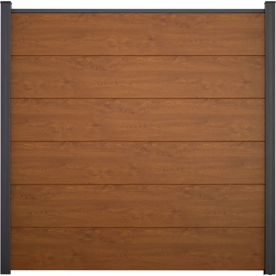 GroJa BasicLine PVC-Steckzaun Sichtschutzzaun Golden Oak Sichtschutz Lamellenzaun