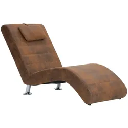 vidaXL Chaiselongue mit Kissen Braun Wildleder-Optik