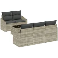 VidaXL 6-Teiliges Garten Sofa Set mit Kissen Hellgraues Rattan