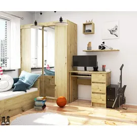 home collective Computertisch Bürotisch mit ausziehbarer Tastaturablage, Laminatplatte mit ABS-Kante, mit 3 Schubladen rechts, 90 x 50 x 77 cm, Artisan Eiche