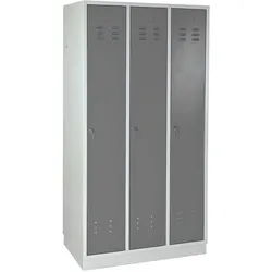 PROREGAL Garderobenschrank Ermine mit 3 Türen | HxBxT 178x89x50cm | Lichtgrau/Grau