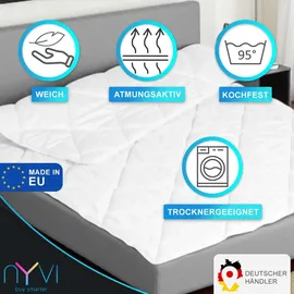 nyvi Sommerbettdecke DreamScience Comfort+ 135x200 cm - Atmungsaktive & Leichte Sommerdecke 150gsm - Bis 95°C Waschbar Kochfest - Sommersteppdecke... - Weiß