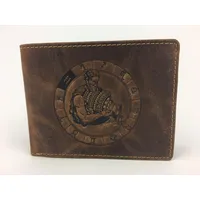 GREENBURRY Vintage Herren Leder Geldbörse Sternzeichen Portmonee Portemonnaie Geldbeutel 1705-Wassermann-25 braun