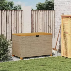 vidaXL Gartentruhe Beige 110x55x63 cm Poly Rattan Akazienholz