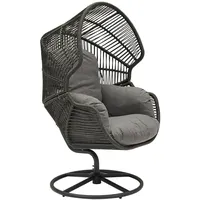 l.c. wholesaler gmbh Gartensessel XARO Kunststoffgeflecht 86 x 150 x 88 cm Schwarz mit Kissen