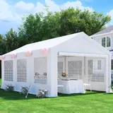 Devoko Partyzelt,pavillon 4x6,pavillon wasserdicht stabil Winterfest 560g/m2 PE-Plane,Metall Gestell Gartenzelt,UV-Schutz 50+Große Luxus Hochzeitszelt Festzelt,Zelt Weiß