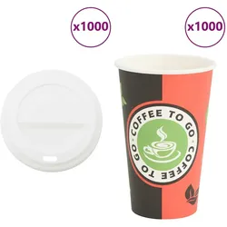 DELUKE® Coffee To Go Pappbecher 1000 Stück Mit Deckel - 400ml Einwegbecher Kaffeebecher To Go Getränkebecher Pappe Becher Einweg Teebecher