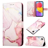 nancencen für Samsung Galaxy A23E Hülle, PU Leder Handyhülle Kapphülle mit Kartenfach Magnetisch Rundumschutz Mode Marmormuster Handytasche Case Handytasche Case, Roségold