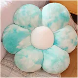 LANFIRE Kissen mit Blumen Bodenkissen Sitzkissen im Innenhof Dekokissen aus Plüsch Sitzkissen (30CM, Blau weiß)