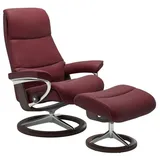 STRESSLESS Sessel mit Hocker View Signature Leder Rot Batick Bordeaux M (Medium)