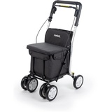 CARLETT - Einkaufstrolley Rollator mit 4 Rädern und Sitz, Zusammenklappbarer Einkaufswagen mit herausnehmbarer Einkaufstasche 29L/15kg, Lett800 Senior Comfort, Schwarz