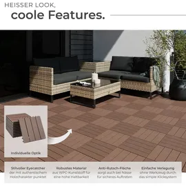 Tectake Terrassenfliesen Tegulas 31 x 31 x 2 cm braun