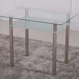 HOOZ Esstisch mit 6mm Sicherheitsglas & Facettenschliff (90x60x75cm, satiniert)