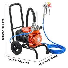 Vevor Membran-Airless-Farbspritzgerät 900 W, Rollbares Farbspritzgerät mit 15,17 MPa Hochdruck, 10 m Hochdruckschlauch, Reinigungsnadel und Bürste, für DIY-Sprüharbeiten im Innen- und Außenbereich