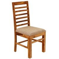 Indischesmoebelhausde Stuhl Rami mit gepolsterter Sitzfläche aus indischem Sheesham-Massivholz