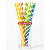 EKNA Kinder Strohhalme Papier 4-farbig - Papierstrohhalme - Umweltfreundlich - Lebensmittelecht 100 Paper Straws - Pappstrohhalme - Biodegradable Straws für Cocktails, Kaffee, Getränke