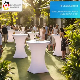 nyvi Stehtischhusse NYVIGala - Elastische Stretchhusse für Stehtische & Bistrotische Farbe:Weiß;Größe:Ø 60-65 cm - 5er Set