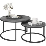 Homcom Couchtisch-Set,, Dunkelgrau, Metall, 78.5x46.5x78.5 cm, Wohnzimmer Schlafzimmer