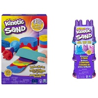 Kinetic Sand Regenbogen Mix Set - mit 383 g magischem Schweden in 3 Farben und Förmchen & Schimmer Sand 3er Pack 340 g - 3 Farben Glitzersand aus Schweden für Indoor Sandspiel