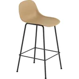 Muuto Fiber Barhocker mit Rückenlehne, tube base, höhe 65 cm, ochre / schwarz