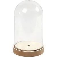 Creativ Company Plastikglas Glocke auf Holzfuß, H 18 cm,
