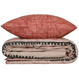 L'essentiel Linge de Maison, Felix - Tile Red, Bettwäsche-Set, Fliese Rot, 100 % BAUMWOLLE RANFORCE, 240 x 220 cm - Weiß/Gelb