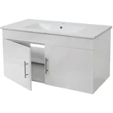 Mendler Waschbecken + Unterschrank HWC-D16, Waschbecken Waschtisch, FSC®-zertifiziert, hochglanz 90cm ~ weiß