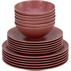 Teller-Set CREATABLE "Orient Mandala", rot, 18 tlg., Porzellan, Geschirr-Sets, Speiseteller, Dessertteller und Schalen im Set