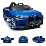 ES-Toys Kinder Elektroauto BMW I4, MP3, Bluetooth, EVA-Reifen, Gurt, bis 6 km/h blau