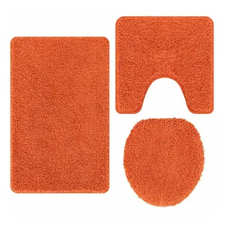 vidaXL 3-tlg. Badematten-Set Orange Polypropylen Rutschfest