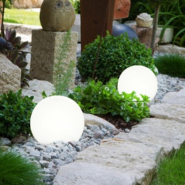 ETC Shop 2er Set LED Außen Leuchten Solar Kugel Strahler Terrassen Garten Beleuchtung Hof Steck Lampen