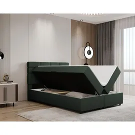 panda möbel Boxspringbett 140 x 200 cm Dunkelgrün