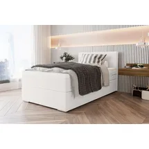 99rooms Phönix Mini Boxspringbett 120x200 cm, Webstoff MALMO_NEW Weiß,