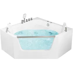 Whirlpool Badewanne weiß Eckmodell 150 x 150 cm CANTALLA