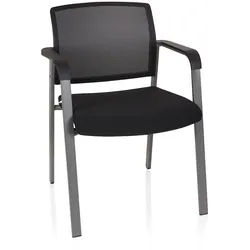 Besucherstuhl / Konferenzstuhl MEET grau Netz / Stoff schwarz  hjh OFFICE