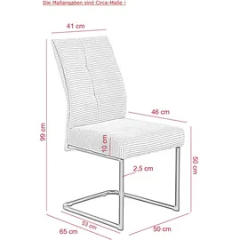 MID.YOU Schwingstuhl-Set Dagmar, anthrazit Metall, Textil, eckig, C-Form, 50x65x99 cm mit Griff, Esszimmer, Stühle, Esszimmerstühle, Esszimmerstühle-Set