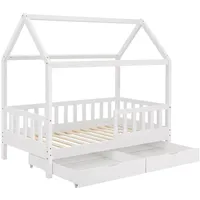 Juskys Kinderbett Marli 80 x 160 cm mit Bettkasten - Weiß