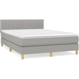 vidaXL Boxspringbett mit Matratze Hellgrau 140x200 cm Stoff