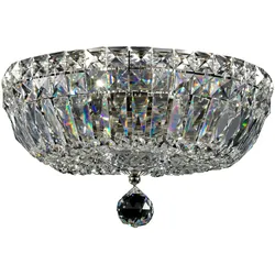 Runde moderne Deckenleuchte NIckel, zahlreiche echte Kristalle in verschiedenen Größen, 3-flammig, exkl. E14 60W, 220V-240V