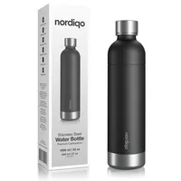 Nordiqo Premium 1L Flasche aus Edelstahl | Kompatibel mit Sodastream, Aarke und Philips Wassersprudler | Ohne Ablaufdatum & Ohne Plastik | Auslaufsicher | Spülmaschinenfest | Schwarz Matt x 1