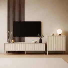 beautysofa NOTO TV-Schrank 204x38x53 cm Beige MDF/Spanplatte