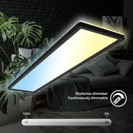 Briloner - LED Deckenlampe 98cm dimmbar, Fernbedienung, Nachtlichtfunktion, Indirektes Licht, flach, CCT, Lampe, Deckenleuchte, Wohnzimmerlampe, LED Panel, Küchenlampe, Schlafzimmerlampe, Flur, 98x20x3 cm Schwarz 98 x 20 x 3 Schwarz