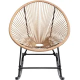 Kare Design Schaukelstuhl Acapulco, Natur, Indoor und Outdoor Stuhl im Retro-Design, Schaukelsessel, Gartenstuhl für Balkon, Garten, Terrasse, Schwarzes Stahlgestell, 85x73x95 cm (HxBxT)