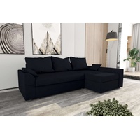 Stylefy Ecksofa Aurora, L-Form, Eckcouch, Sofa, Sitzkomfort, mit Bettfunktion, mit Bettkasten, Modern Design schwarz