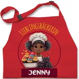 Kinderschürze Schürze Kinder Jungen Mädchen - Backschürze - Lieblingsbäckerin mit Name I Geschenk Backen I Hobbybäckerin - 2-6 Jahre - Rot - kinderbackschürzen gift baking schürzen - 2-6 Jahre