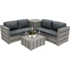MONSTER SHOP Rattan Modular Gartenmöbel 6-teiliges Sofa-Set in Grau, mit Kissen, Couchtisch - Grau