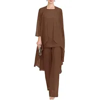 Godoboo Damen Hosenanzug Spitze Ärmellos Chiffon Set 3 Teiliges Set Spitze Chiffon Shirt Und Hohe Hosenanzug Dreiteilig Hosenanzug Cocktail Party Spitzen Vintage Lange Hose Abendanzug Outfit - XL