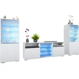 Vladon Wohnwand Weiß Holzwerkstoff, 286x122.5x35 cm) Wohnzimmer, Wohnwände, Wohnwand-Sets