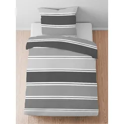 Bettwäsche BIBERNA Gr. 1, grau, B/L: 135cm x 200cm, Seersucker, B/L: 80cm x 80cm, Seersucker, 100% Baumwolle, Bettwäsche