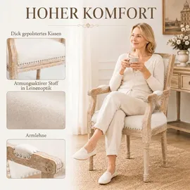 Homcom Esszimmerstuhl Leinen weiß
